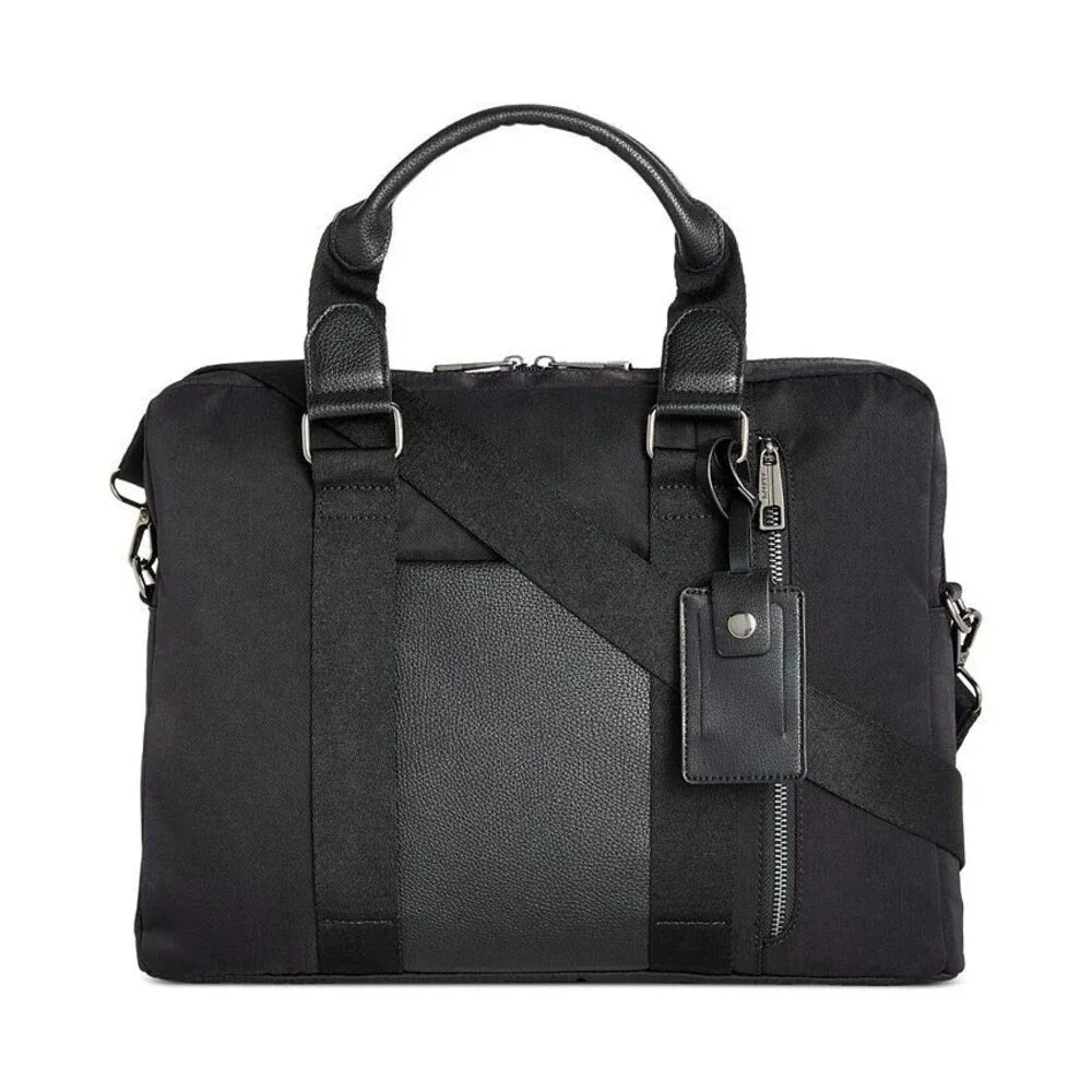 ALFANI Briefcase Mens Black Organizational Messenger Bag Laptop Sleeve Crossbody